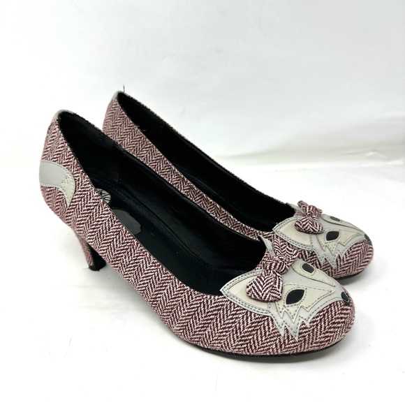 tuk Shoes - T.U.K Red Fox Herringbone Bowtie Heel Shoes